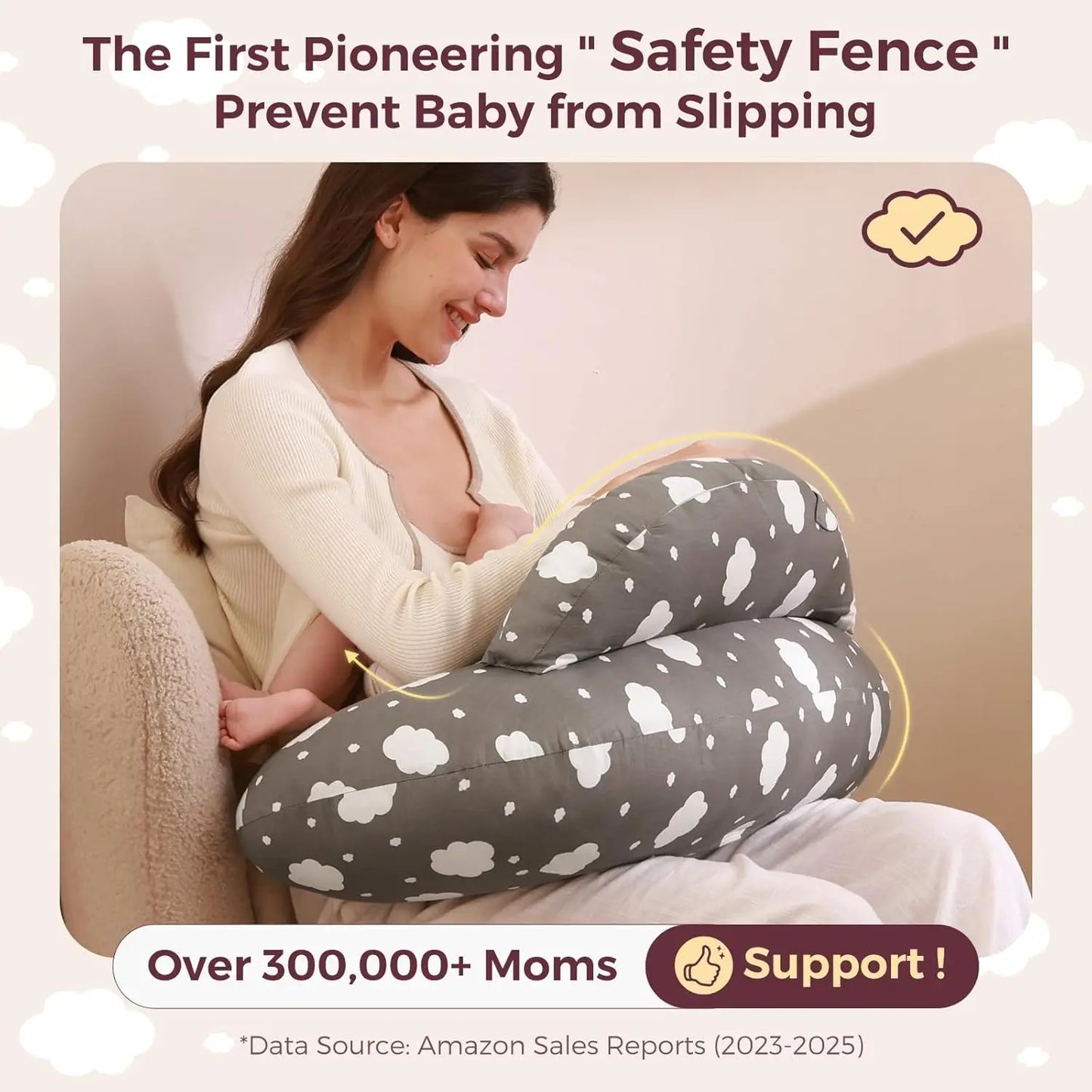 Breastfeeding Nursing Pillow – Wide Support, Removable Cotton Cover