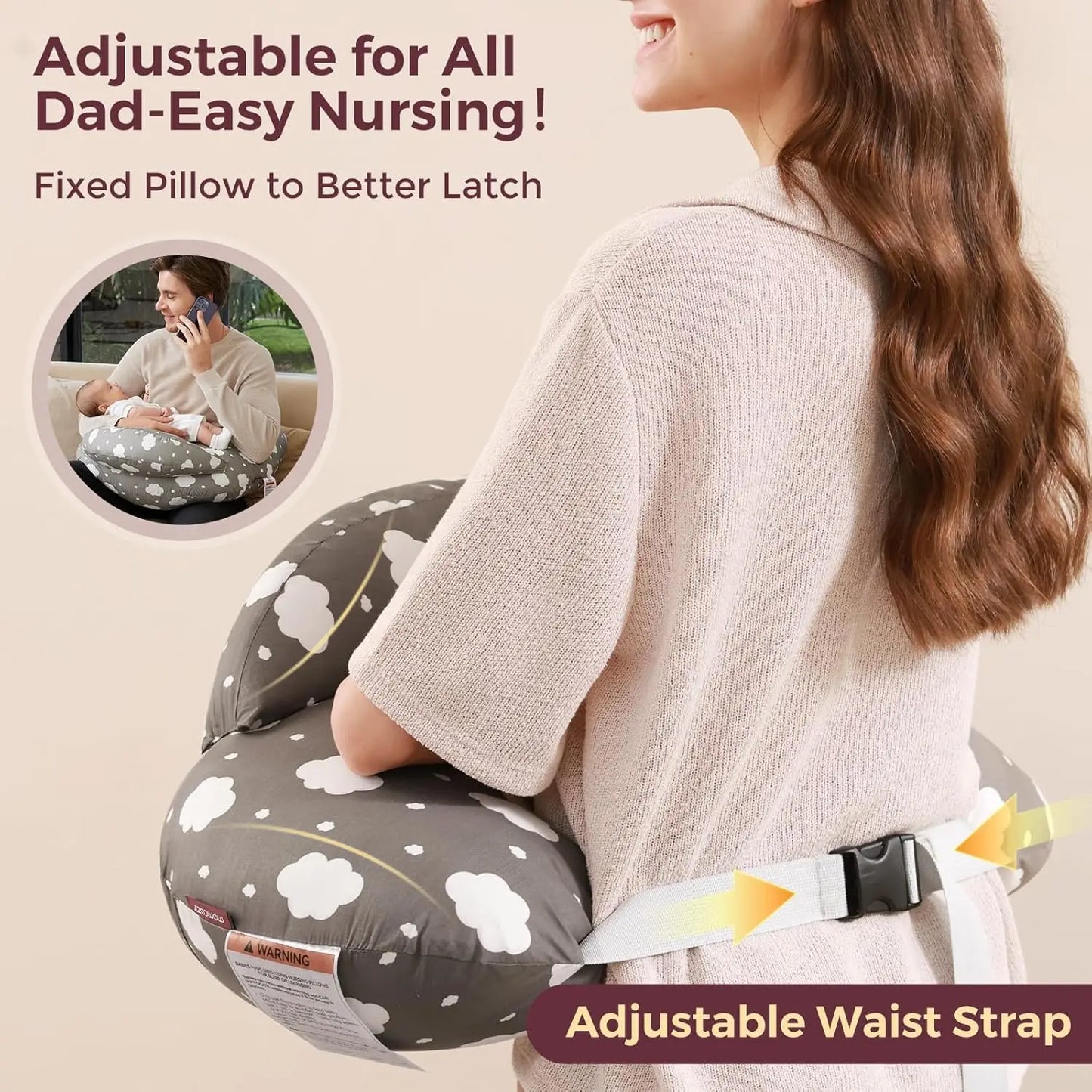 Breastfeeding Nursing Pillow – Wide Support, Removable Cotton Cover