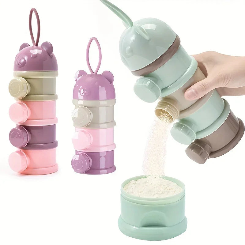 Baby Formula Storage Portable Four Layer Milk Powder Box Milk Powder Container Food Storage Snack Rotating Box Baby Essentials