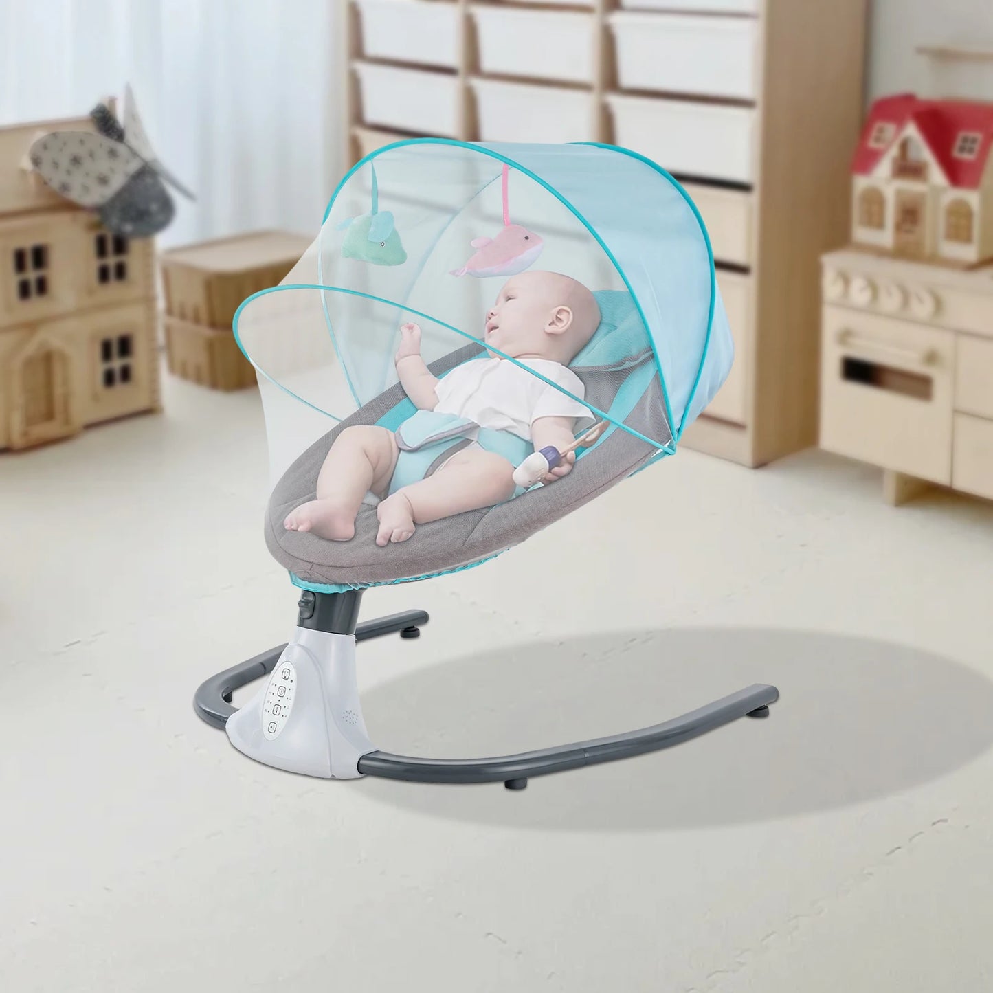 Electric Baby Swing for Newborns to Toddlers – Rocking Sleeper with Wheels, Travel Bag & Music Speaker – For Boys and Girls