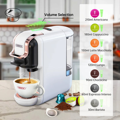 HiBREW 5-in-1 Multi-Capsule Coffee Machine – Compatible with Nespresso, Dolce Gusto, ESE Pods, Ground Coffee & K-Cups | Hot & Cold Brew | 20-Bar Pressure System