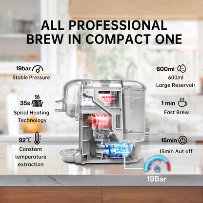 HiBREW 5-in-1 Multi-Capsule Coffee Machine – Compatible with Nespresso, Dolce Gusto, ESE Pods, Ground Coffee & K-Cups | Hot & Cold Brew | 20-Bar Pressure System