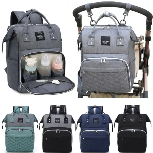 Macroupta Mommy Diaper Bag – Large Capacity Baby Backpack with Changing Mat | Stroller Hanging Nappy Bag for Travel & Nursing