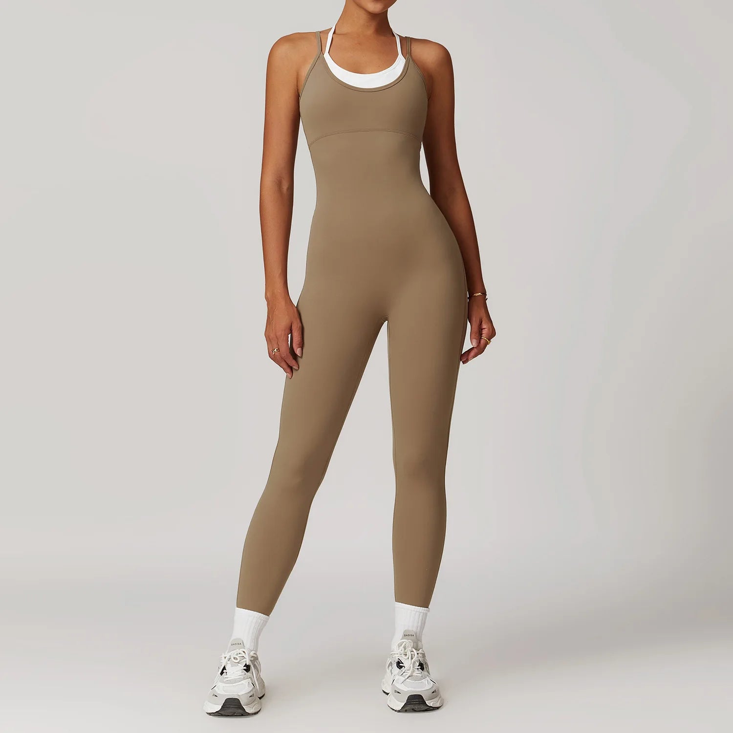 Fitted jumpsuit with thin straps