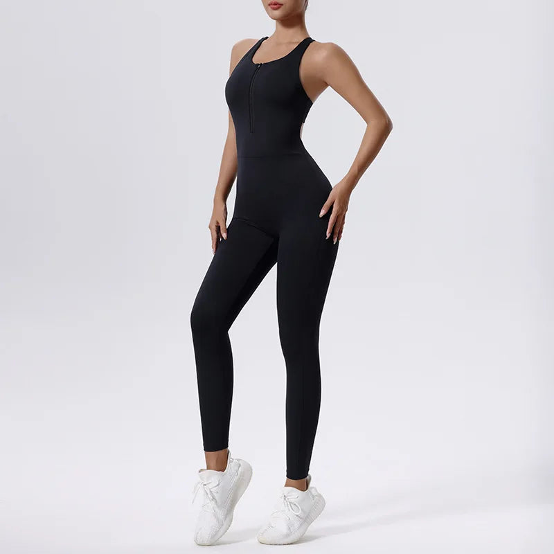 Jumpsuit with open back panel