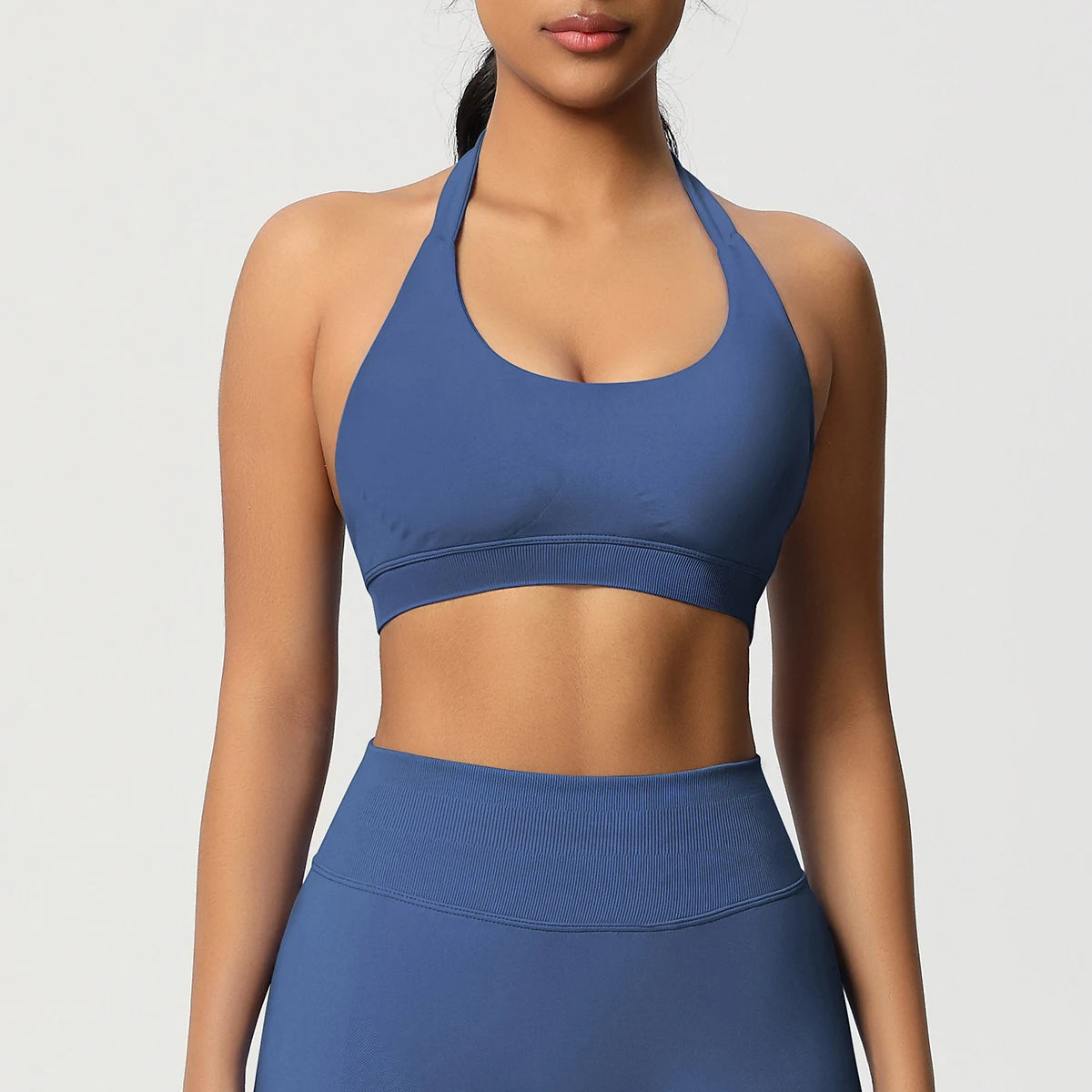 Halter sports bra with open back