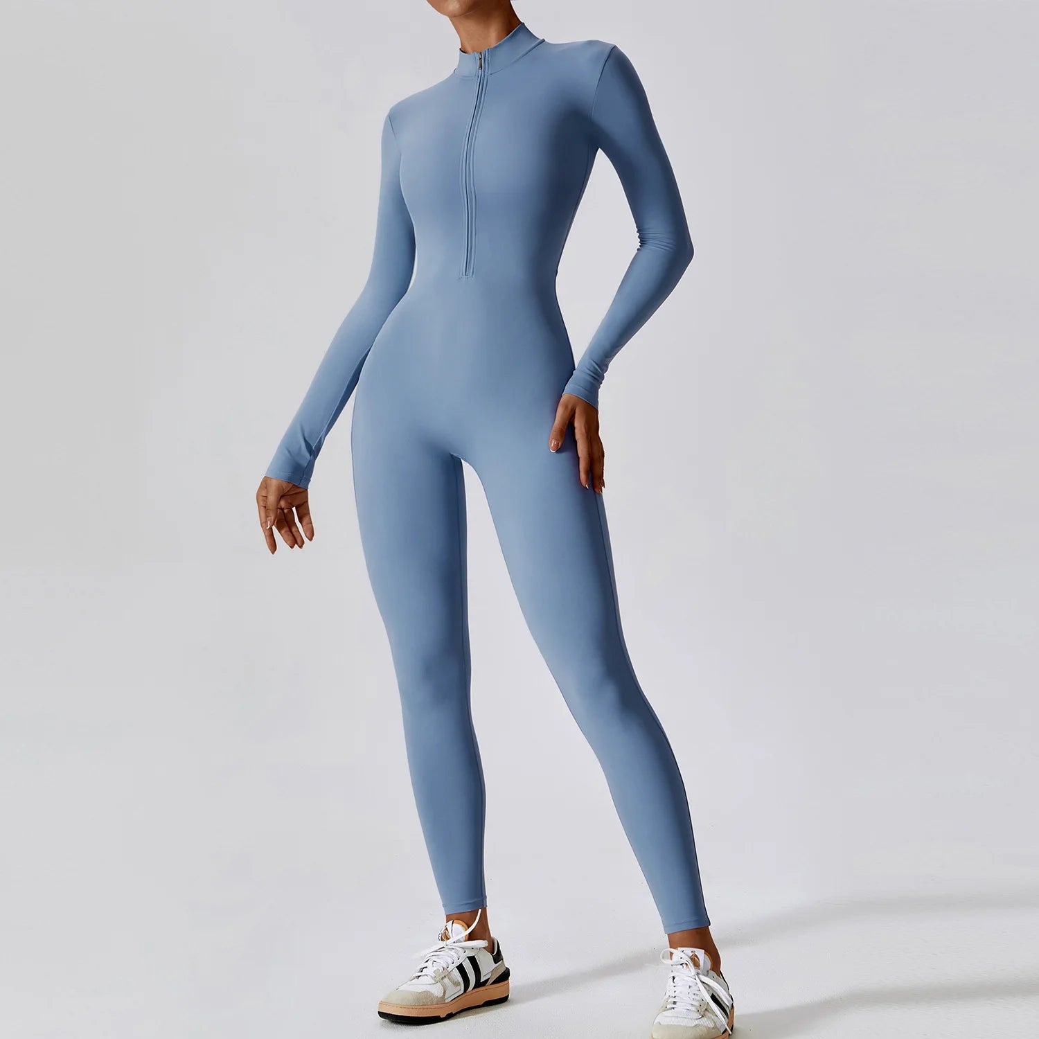 Long sleeve jumpsuit with front zip