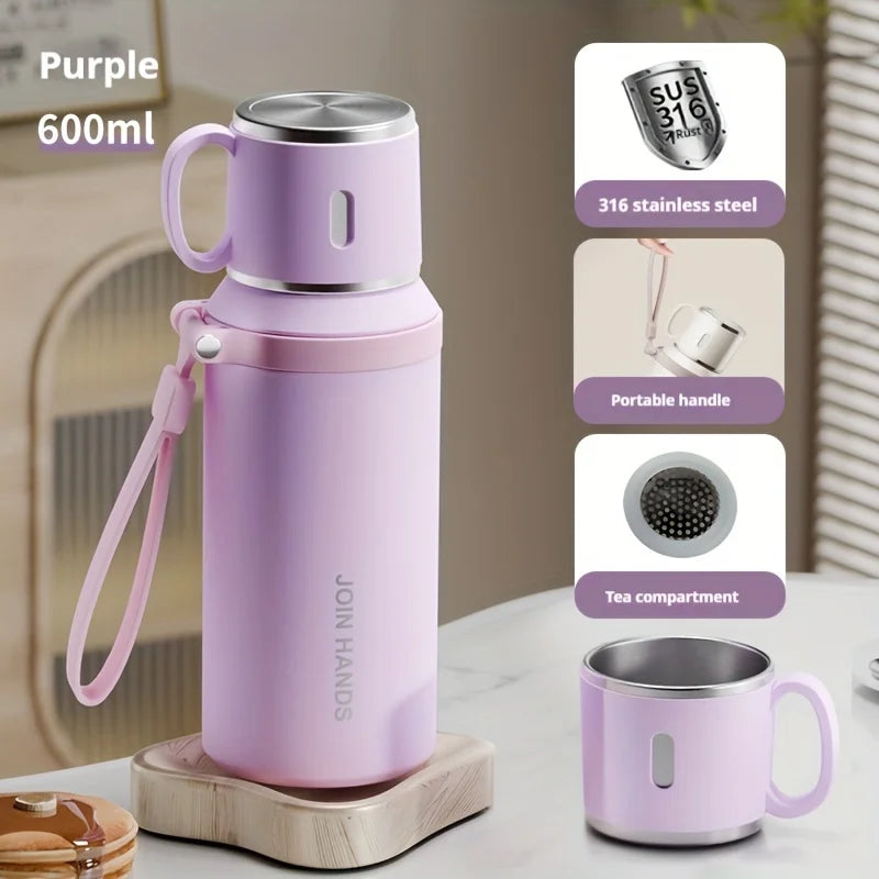 Stainless Steel Thermo Bottle – 600ml Insulated Water Flask