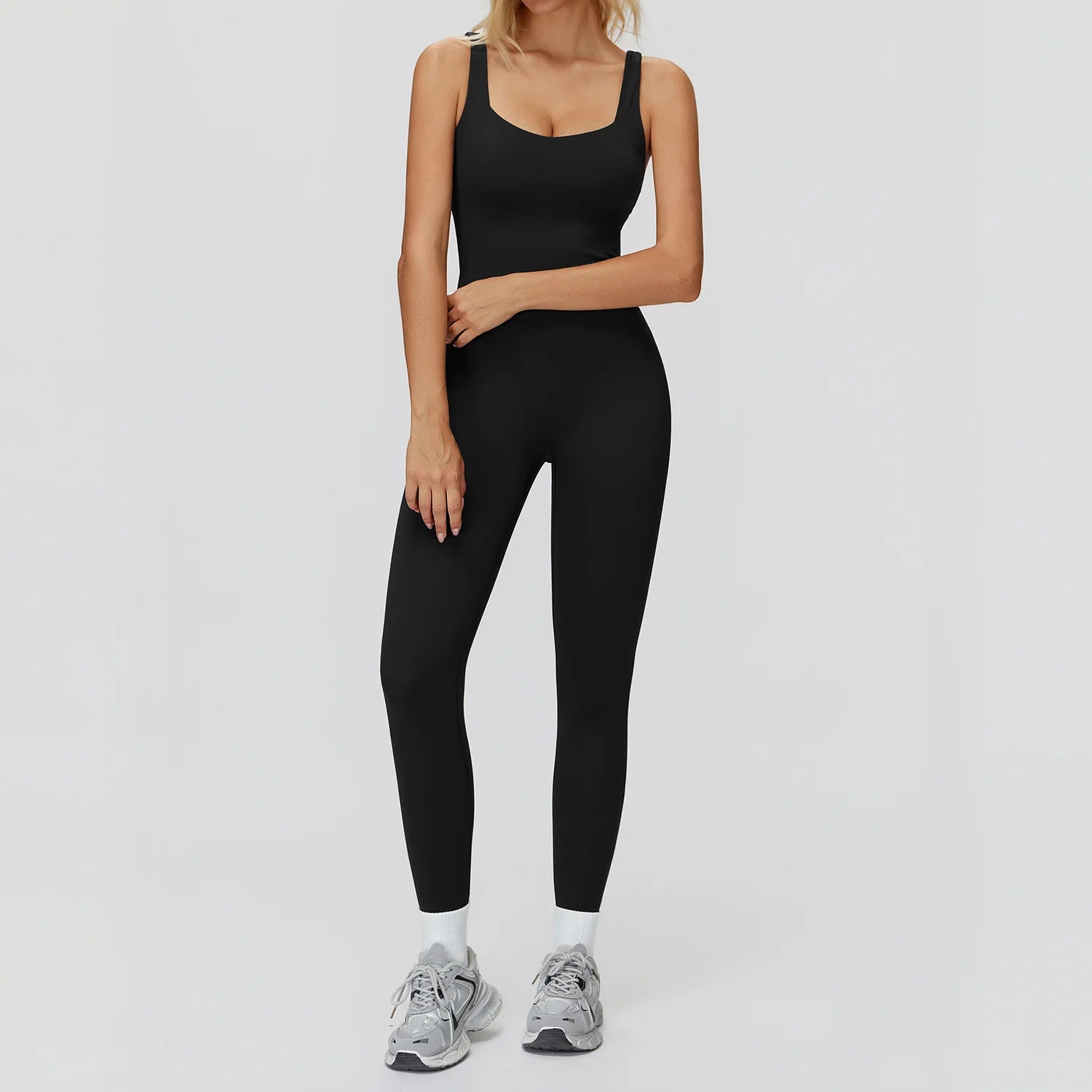 Skinny jumpsuit with criss-cross back