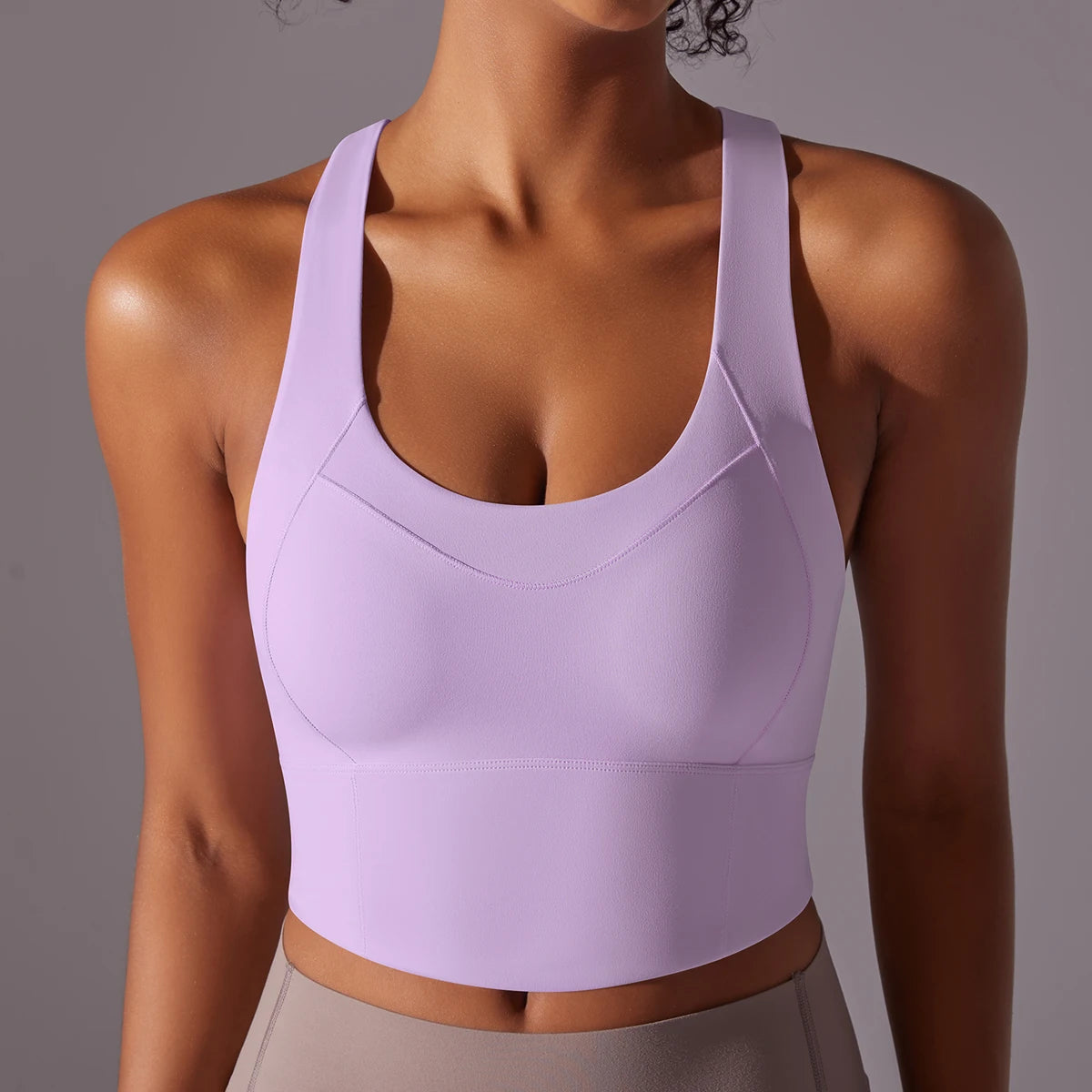 Cross-back cropped sports top