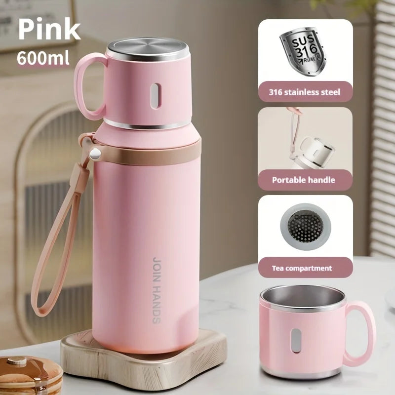 Stainless Steel Thermo Bottle – 600ml Insulated Water Flask
