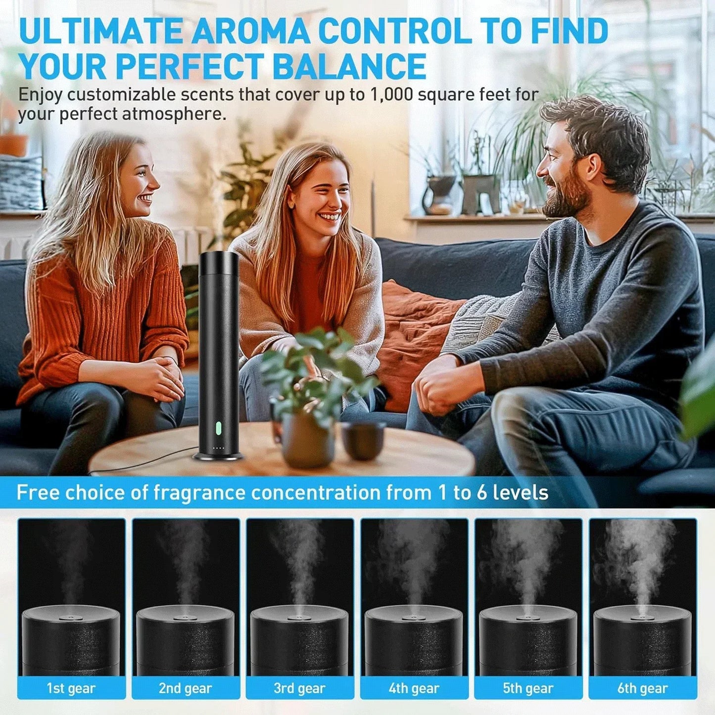 Waterless Essential Oil Diffuser with Remote – Aluminum Alloy Scent Air Machine for Large Spaces | Ideal for Homes, Hotels & Offices