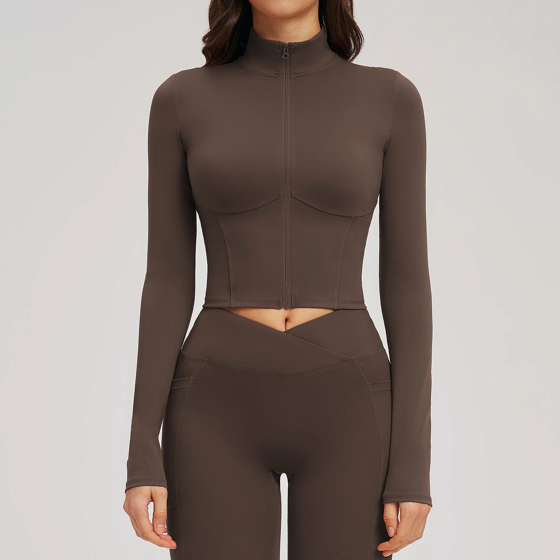 Yoga Long Sleeve Zipper Jacket Women Crop Tops T-shirts Solid Sports Top Running Shirts Sexy Quick Dry Fitness Gym Sport Wear NI NSPIRE