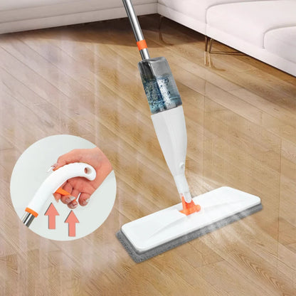 New Large Spray Mop for Home – Rotating Head with Replaceable Microfiber Pads | Wet & Dry Cleaning Broom