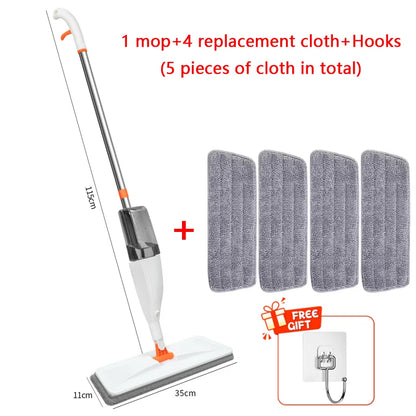 New Large Spray Mop for Home – Rotating Head with Replaceable Microfiber Pads | Wet & Dry Cleaning Broom