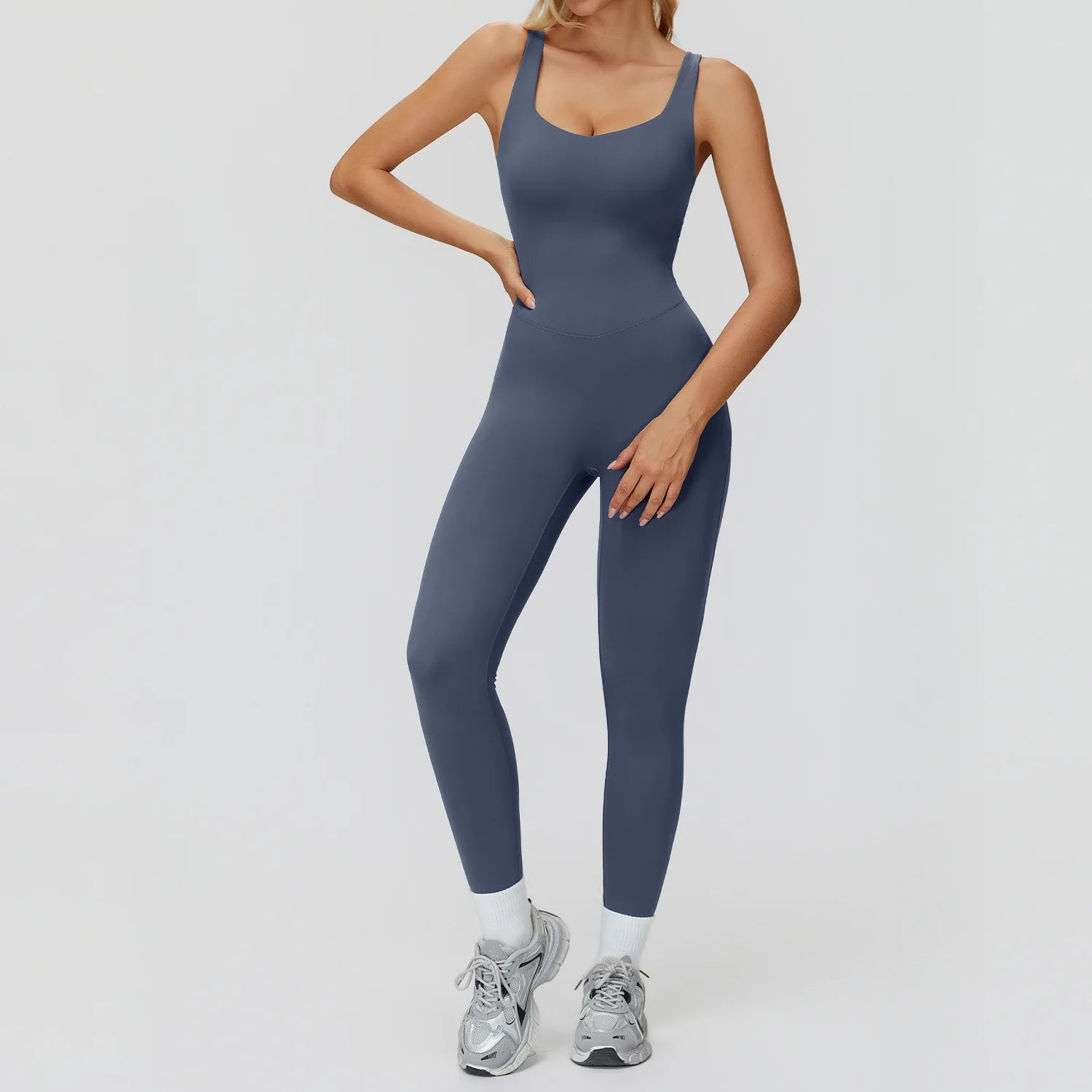 Skinny jumpsuit with criss-cross back