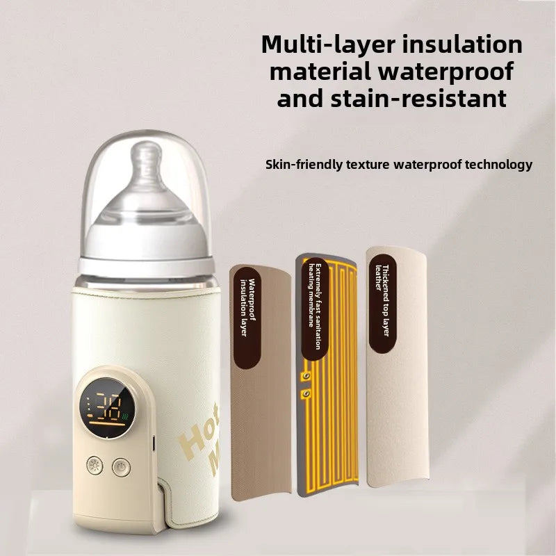 USB Smart Baby Bottle Warmer – High-Capacity, Multifunctional Sleeve with Temperature Control Display for Newborn Feeding