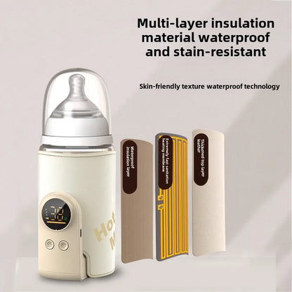 USB Smart Baby Bottle Warmer – High-Capacity, Multifunctional Sleeve with Temperature Control Display for Newborn Feeding