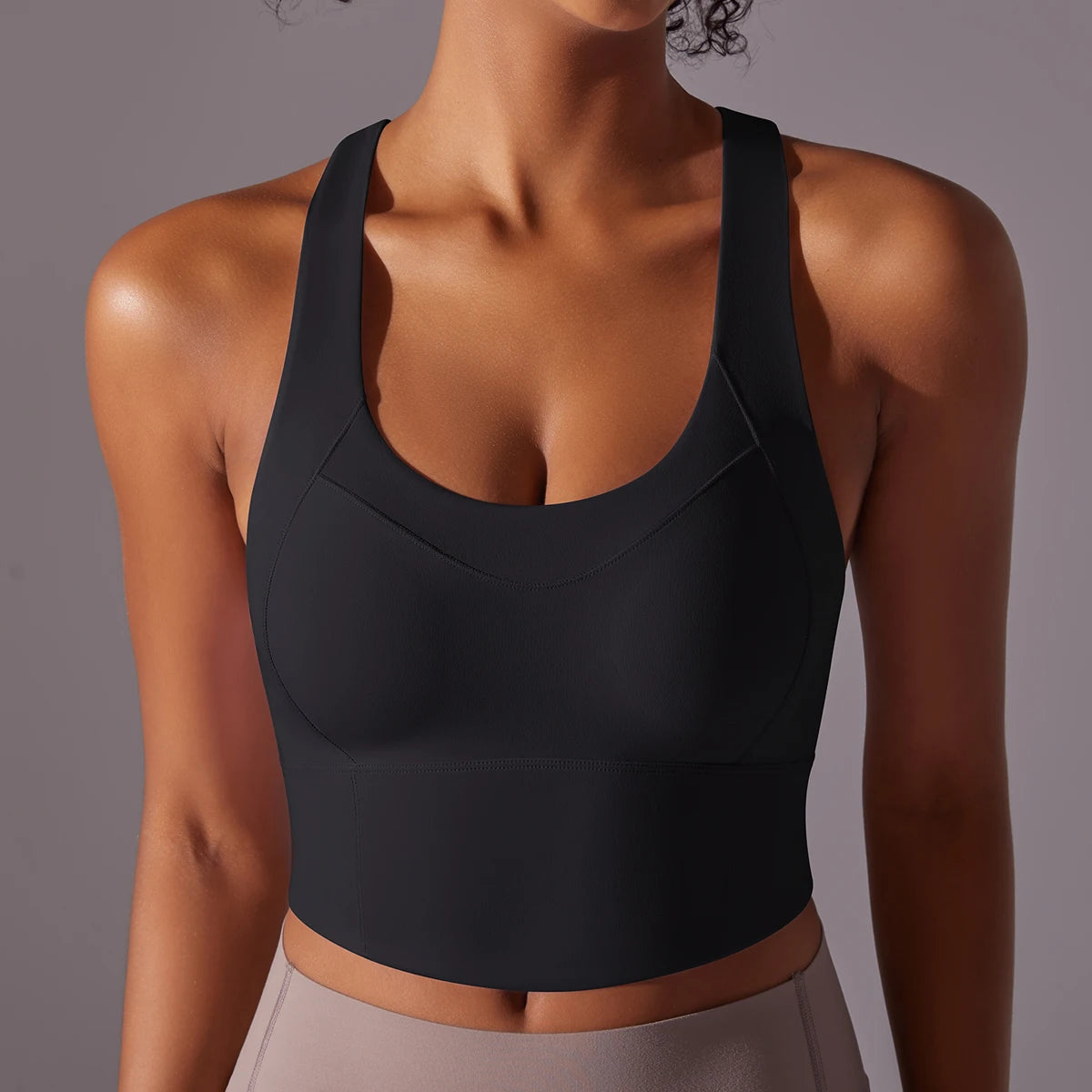 Cross-back cropped sports top