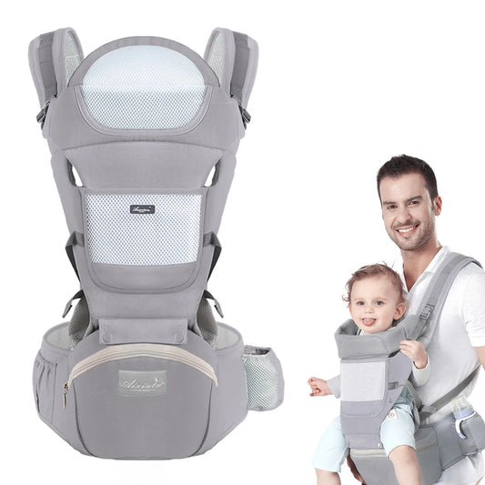 Ergonomic Baby Carrier with Multifunctional Waist Stool – Multi-Use Kangaroo Bag for Newborns to Toddlers