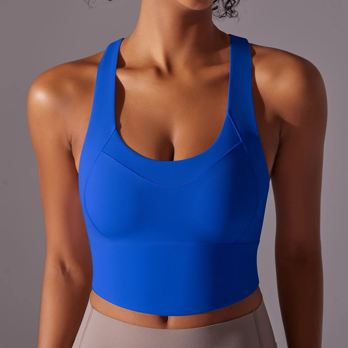 Cross-back cropped sports top