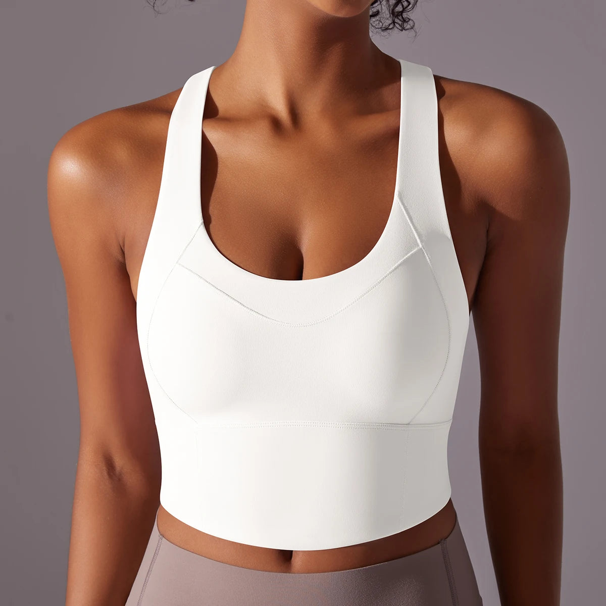 Cross-back cropped sports top