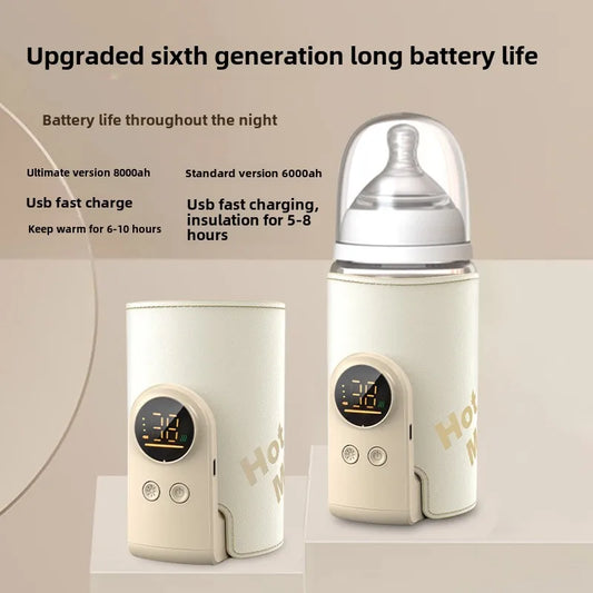 USB Smart Baby Bottle Warmer – High-Capacity, Multifunctional Sleeve with Temperature Control Display for Newborn Feeding