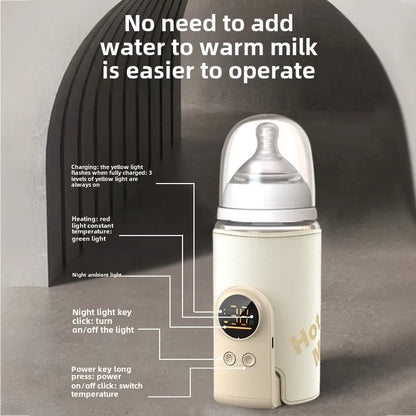 USB Smart Baby Bottle Warmer – High-Capacity, Multifunctional Sleeve with Temperature Control Display for Newborn Feeding