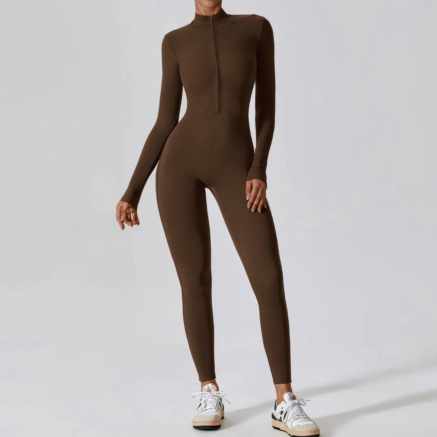 Long sleeve jumpsuit with front zip