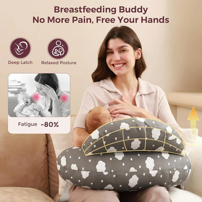 Breastfeeding Nursing Pillow – Wide Support, Removable Cotton Cover