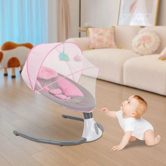 Electric Baby Swing for Newborns to Toddlers – Rocking Sleeper with Wheels, Travel Bag & Music Speaker – For Boys and Girls