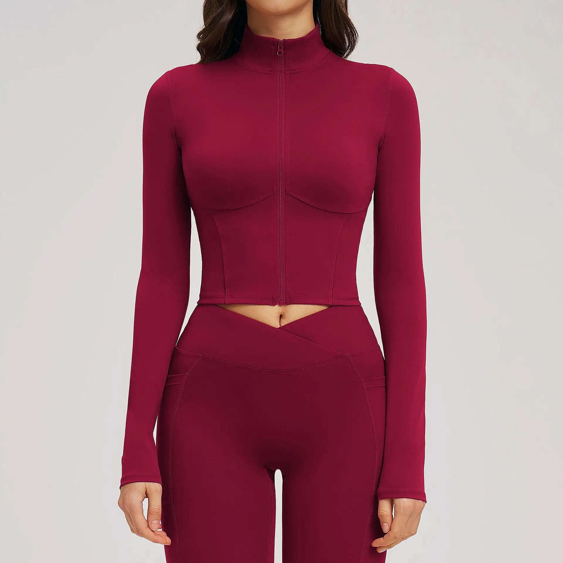 Yoga Long Sleeve Zipper Jacket Women Crop Tops T-shirts Solid Sports Top Running Shirts Sexy Quick Dry Fitness Gym Sport Wear NI NSPIRE