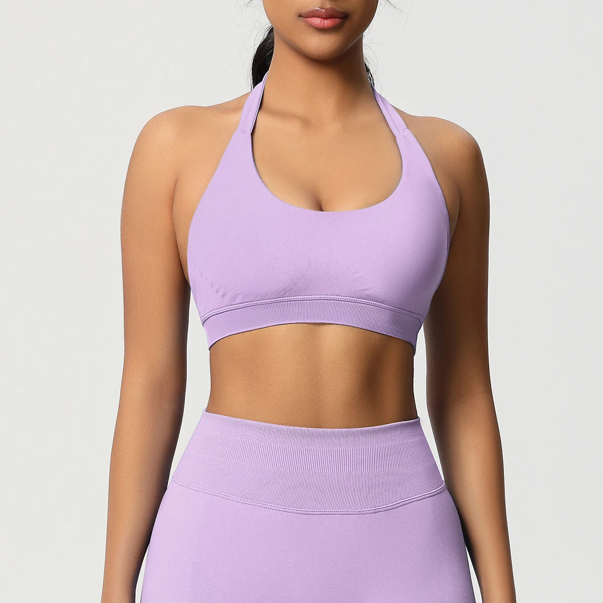 Halter sports bra with open back