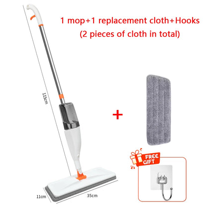 New Large Spray Mop for Home – Rotating Head with Replaceable Microfiber Pads | Wet & Dry Cleaning Broom